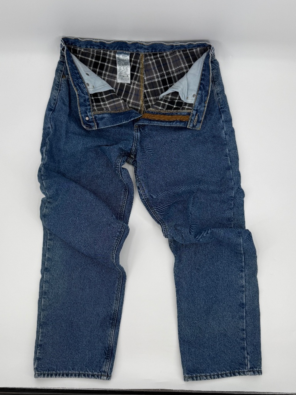 Carhartt B172 DST Flannel Lined Denim Jeans 34x32 Dark Stone Relaxed Workwear